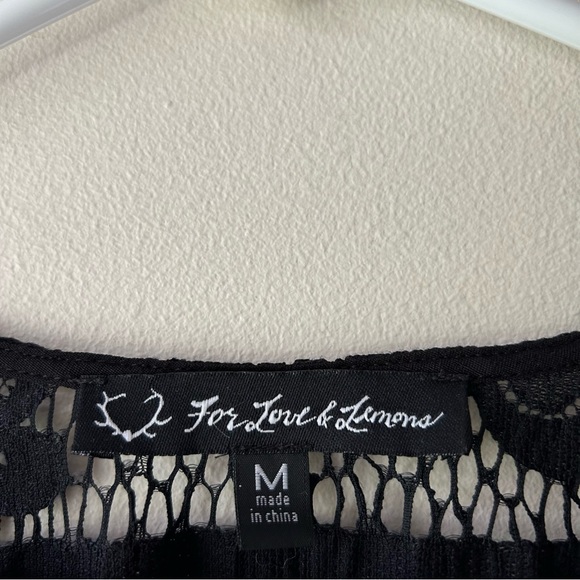 For Love & Lemons Isabella Lace Floral Embroidered Top Grey Purple Black M - Picture 6 of 11